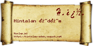 Hintalan Ádám névjegykártya